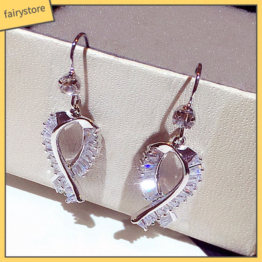 1 Đôi Bông Tai Hình Nơ Đính Đá Dáng Dài Trang Nhã