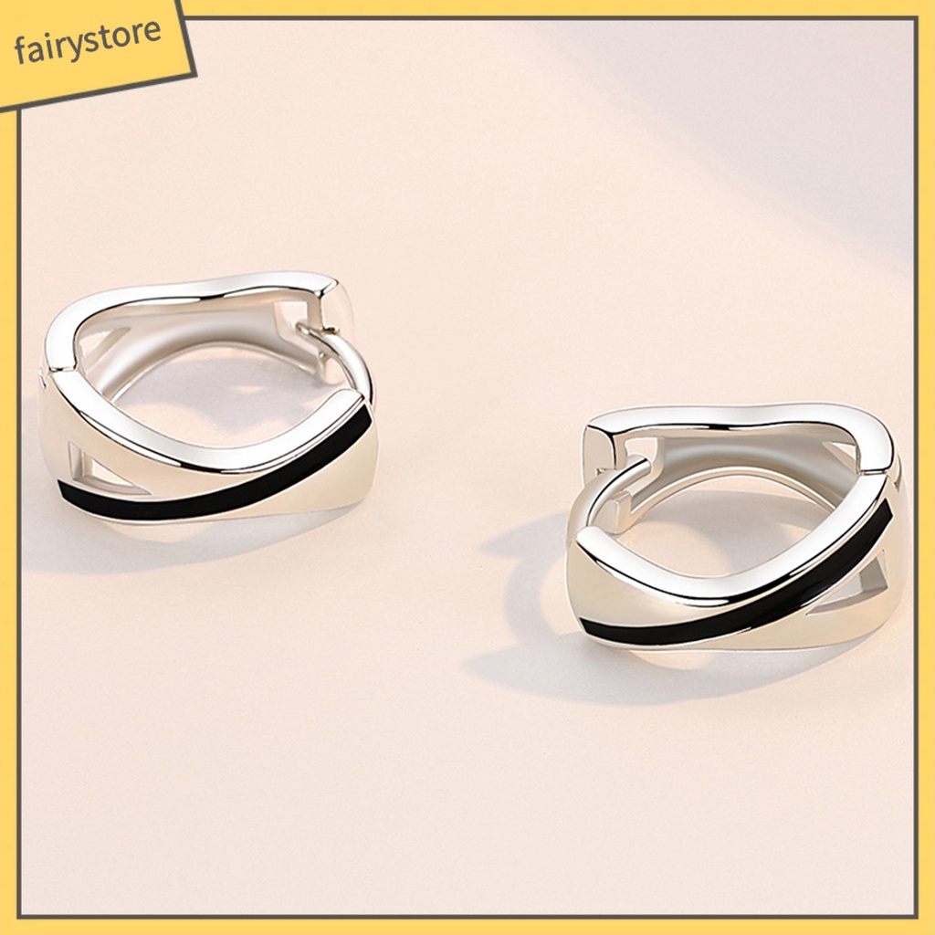 1 Đôi Bông Tai Tròn Màu Sắc Tương Phản Phong Cách Hip Hop Dành Cho Nữ