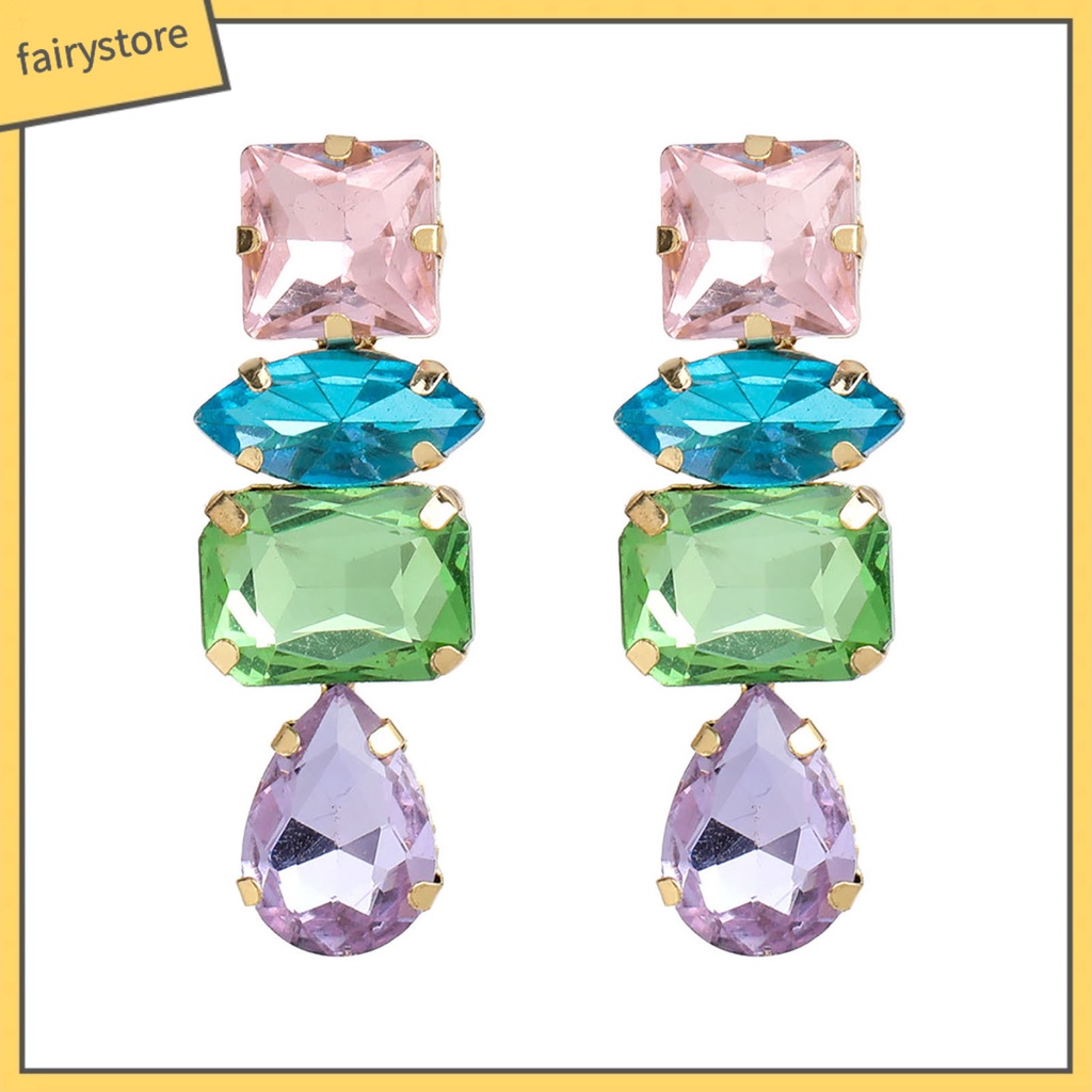 1 Đôi Bông Tai Hình Giọt Nước Đính Đá Lấp Lánh Dành Cho Nữ