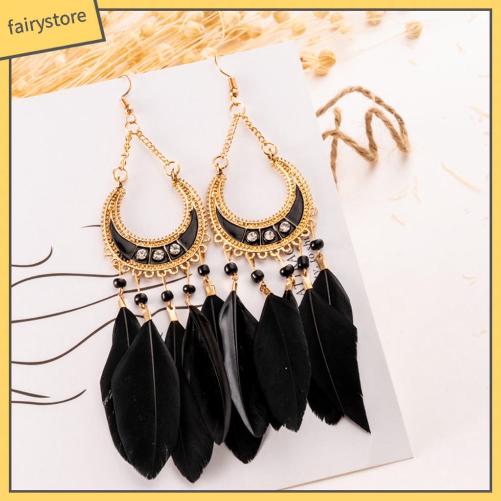 1 Đôi Bông Tai Hình Lông Vũ Phong Cách Bohemia
