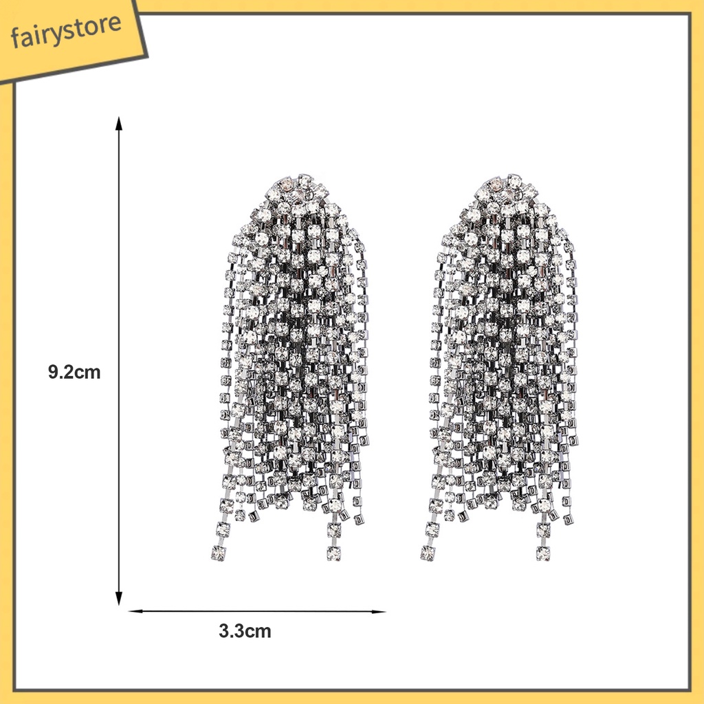 1 Đôi Bông Tai Dáng Dài Đính Đá Thời Trang Dành Cho Nữ