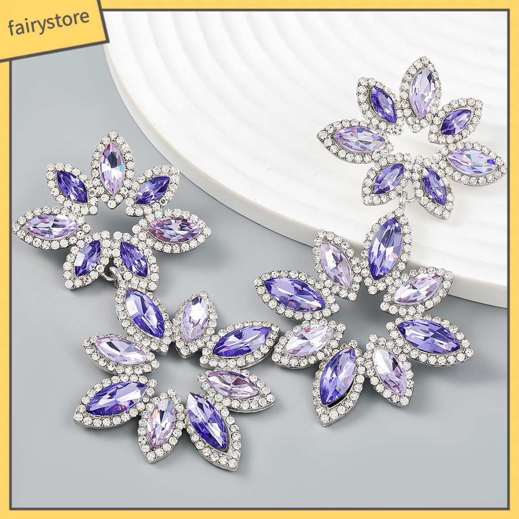 1 Đôi Bông Tai Nhiều Lớp Đính Đá Sang Trọng