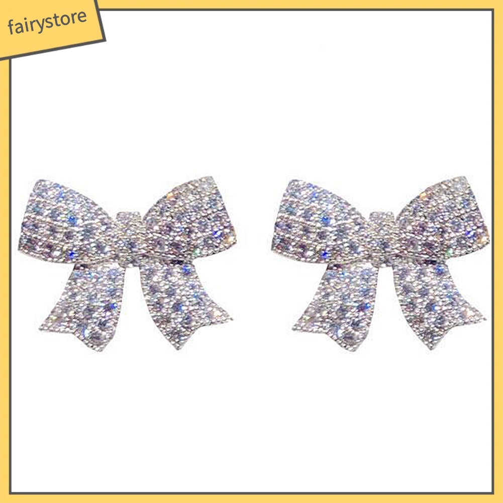 Đôi Bông Tai Hình Nơ Đính Đá Thời Trang Cho Nữ