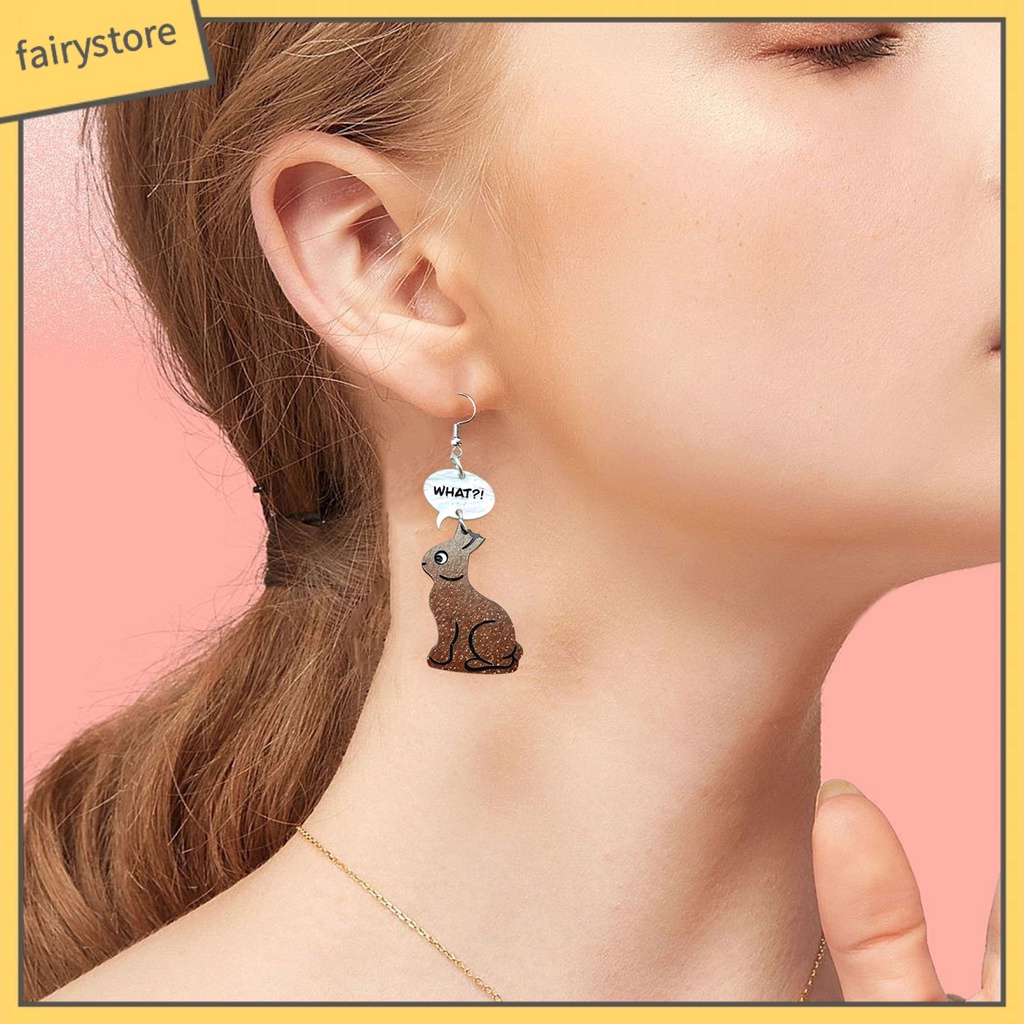 1 Đôi Bông Tai Hình Thỏ Hoạt Hình Bằng Acrylic Quyến Rũ