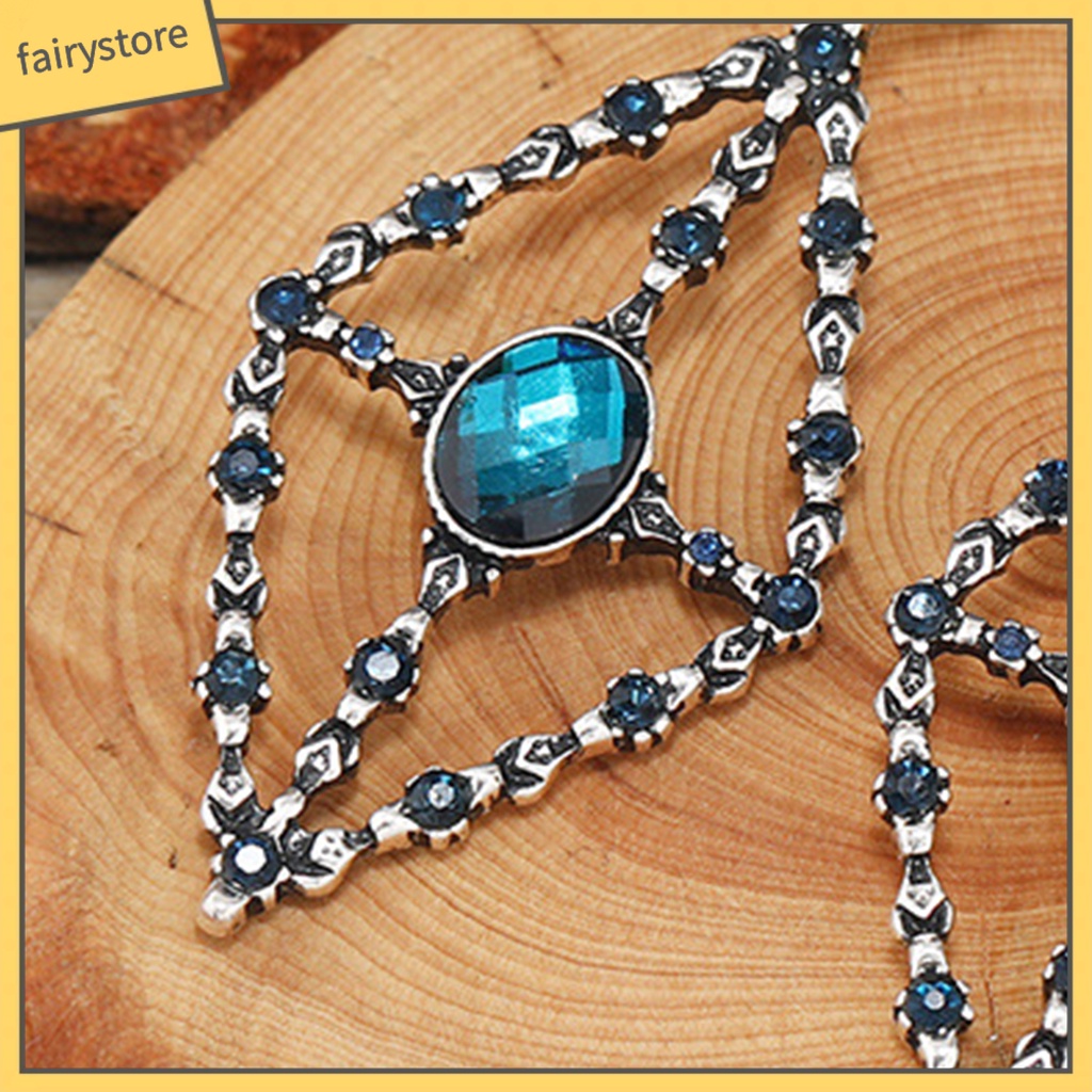 1 Đôi Bông Tai Hình Thoi Rỗng Đính Đá Phong Cách Vintage Dành Cho Nữ