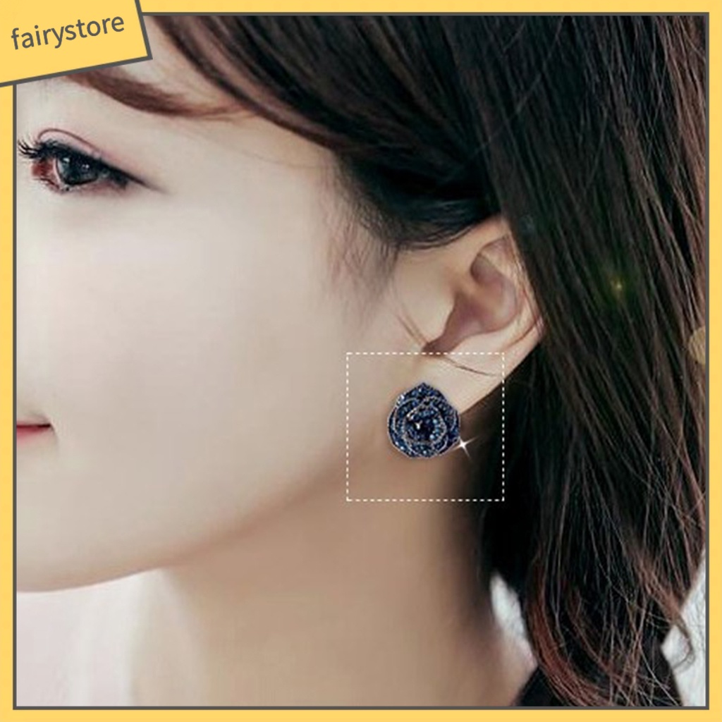 Đôi Bông Tai Hình Bông Hoa Đính Đá Thời Trang Cho Nữ