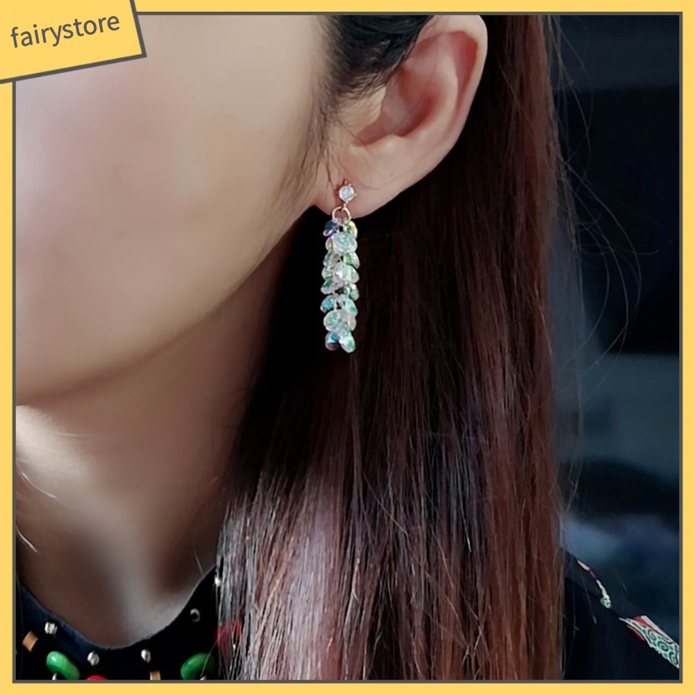 Bông Tai Dài Đính Đá Thời Trang Dành Cho Nữ