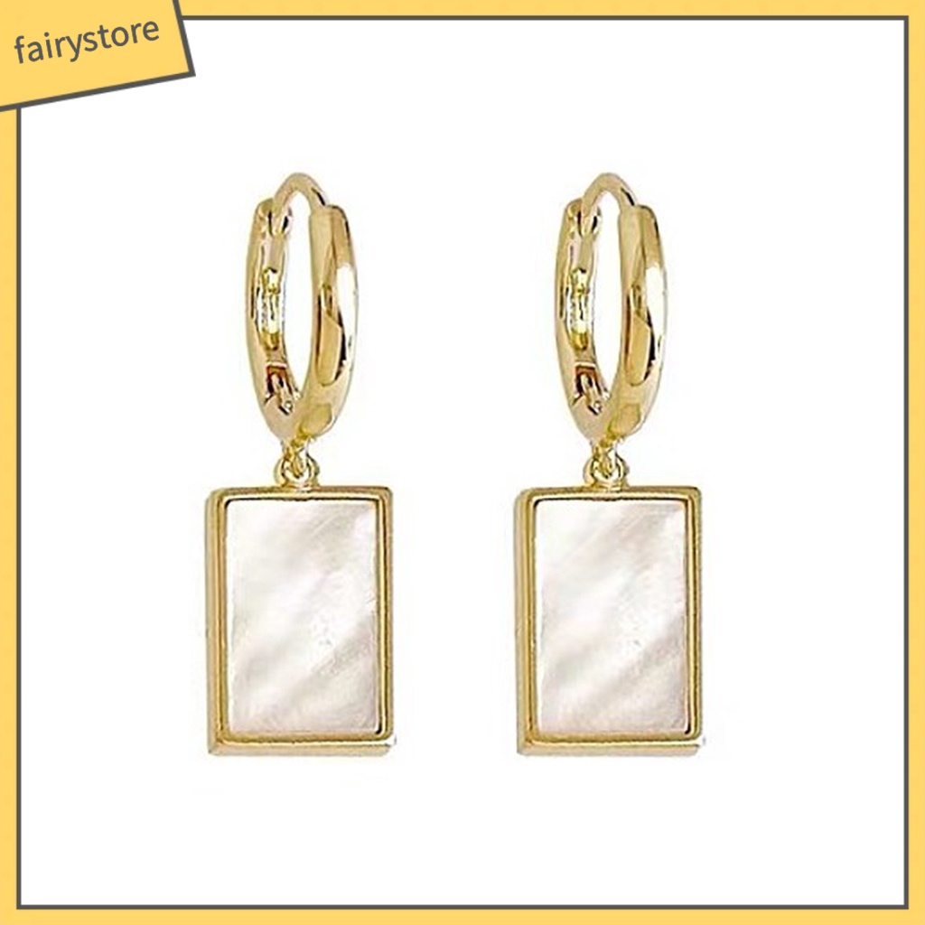 1 Đôi Bông Tai Treo Hình Học Bằng Thép Không Gỉ Chống Dị Ứng Màu Sắc Tương Phản Dành Cho Nữ