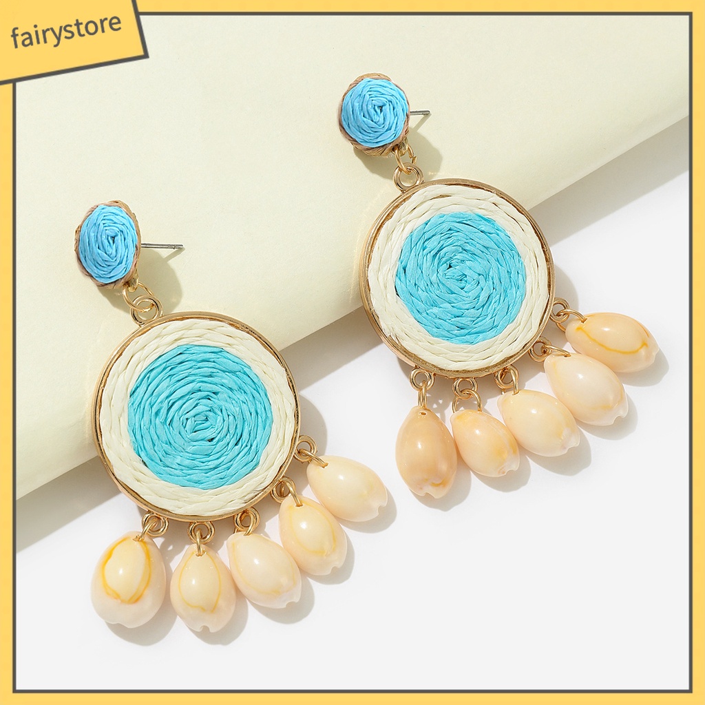 1 Đôi Bông Tai Dạng Treo Đính Hạt Tròn Màu Sắc Ngọt Ngào Chống Dị Ứng Dễ Phối Đồ Thời Trang Đi Biển Cho Nữ