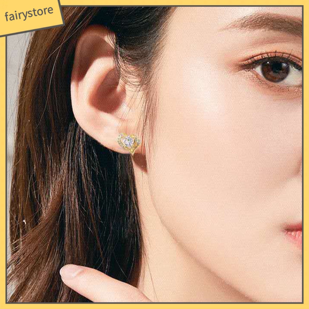 1 Đôi Bông Tai Hình Trái Tim Bằng Hợp Kim Thời Trang Dành Cho Nữ