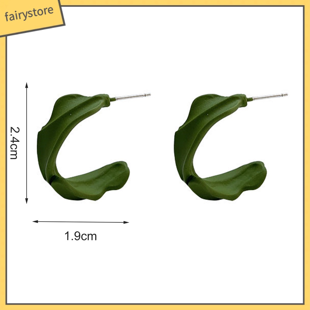 [FRO] Bông Tai Xỏ Hình Chữ C Màu Xanh Lá Tinh Tế Bắt Mắt Không Gây Dị Ứng Thời Trang Mùa Hè
