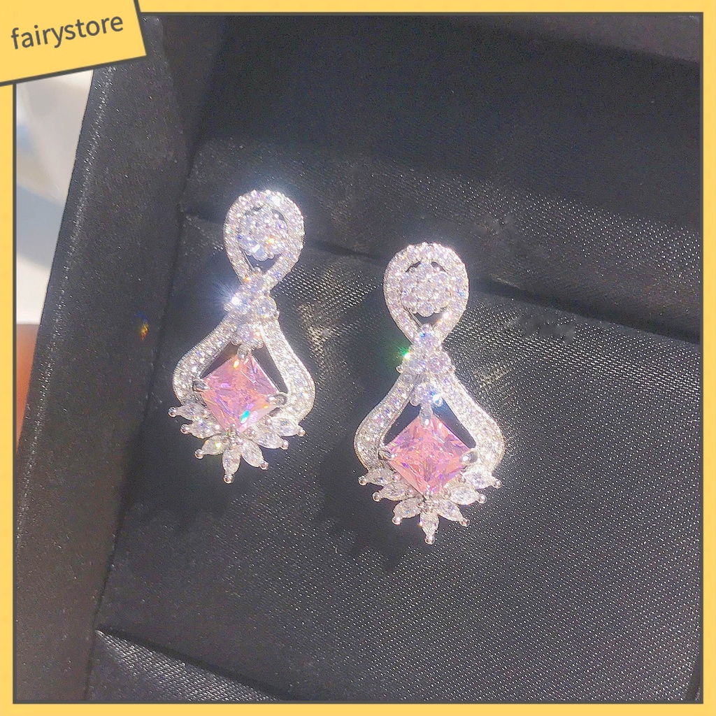 1 Đôi Bông Tai Hình Học Đính Đá Lấp Lánh Dành Cho Nữ