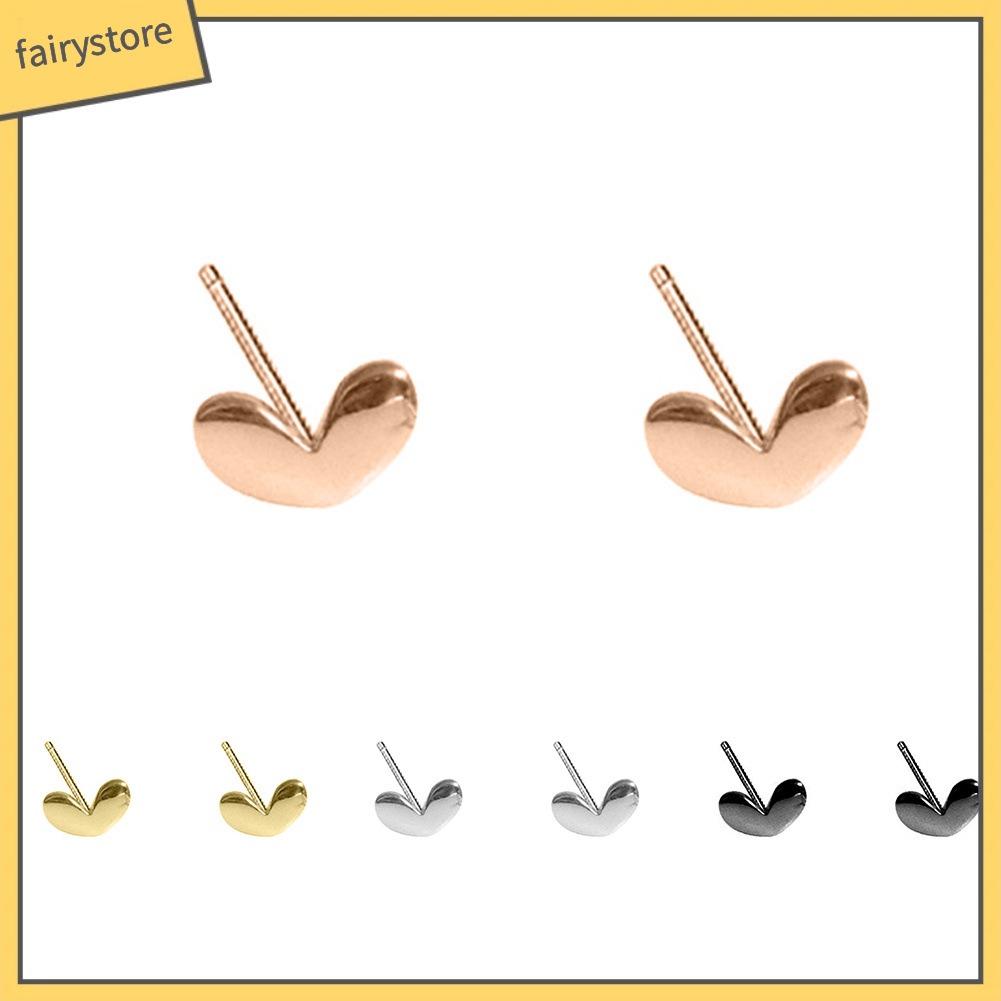 Bông Tai Mạ Bạc Hình Trái Tim Mini Ngọt Ngào Cho Nữ