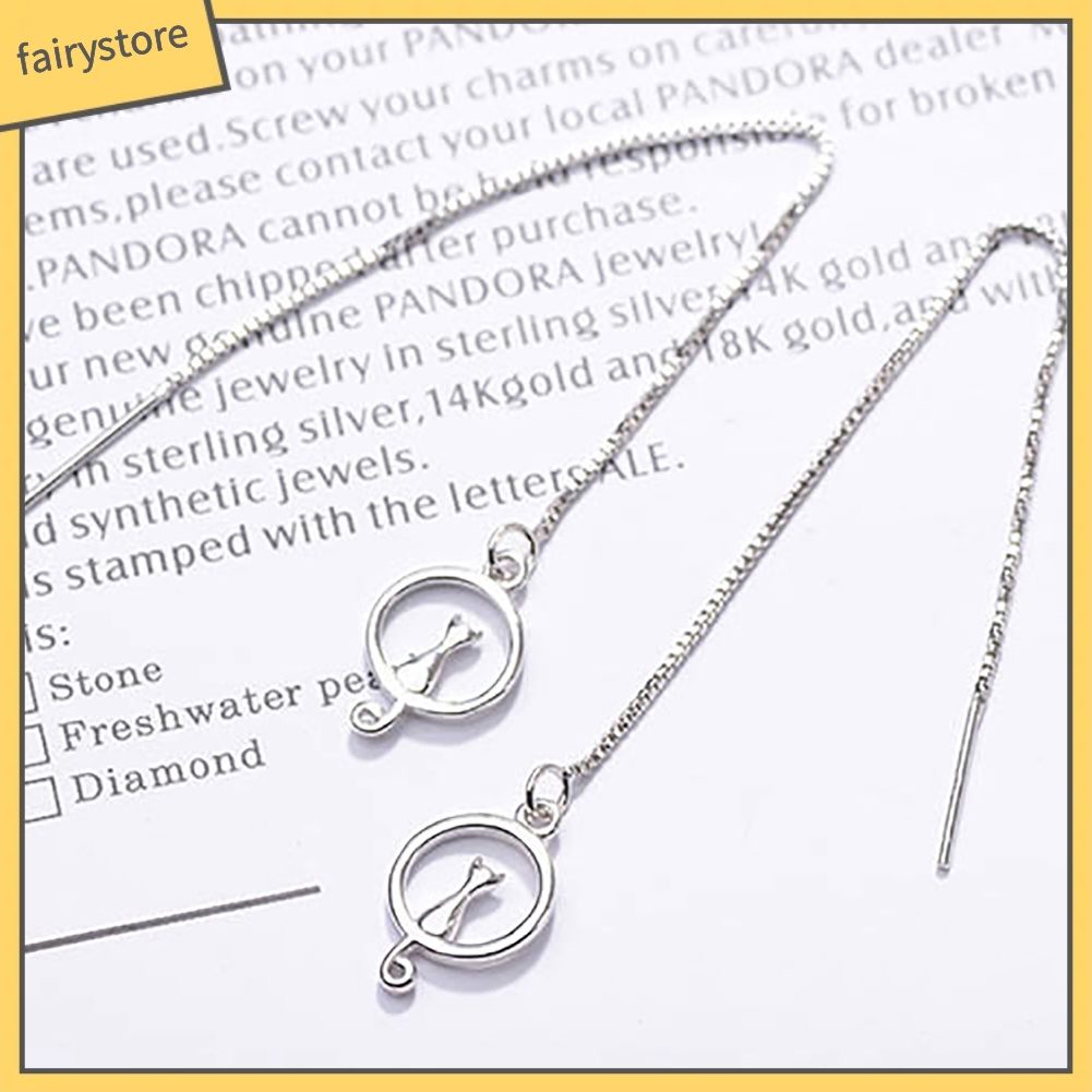 Bông Tai Chuỗi Dài Hình Mèo Dễ Thương Thanh Lịch Dành Cho Nữ