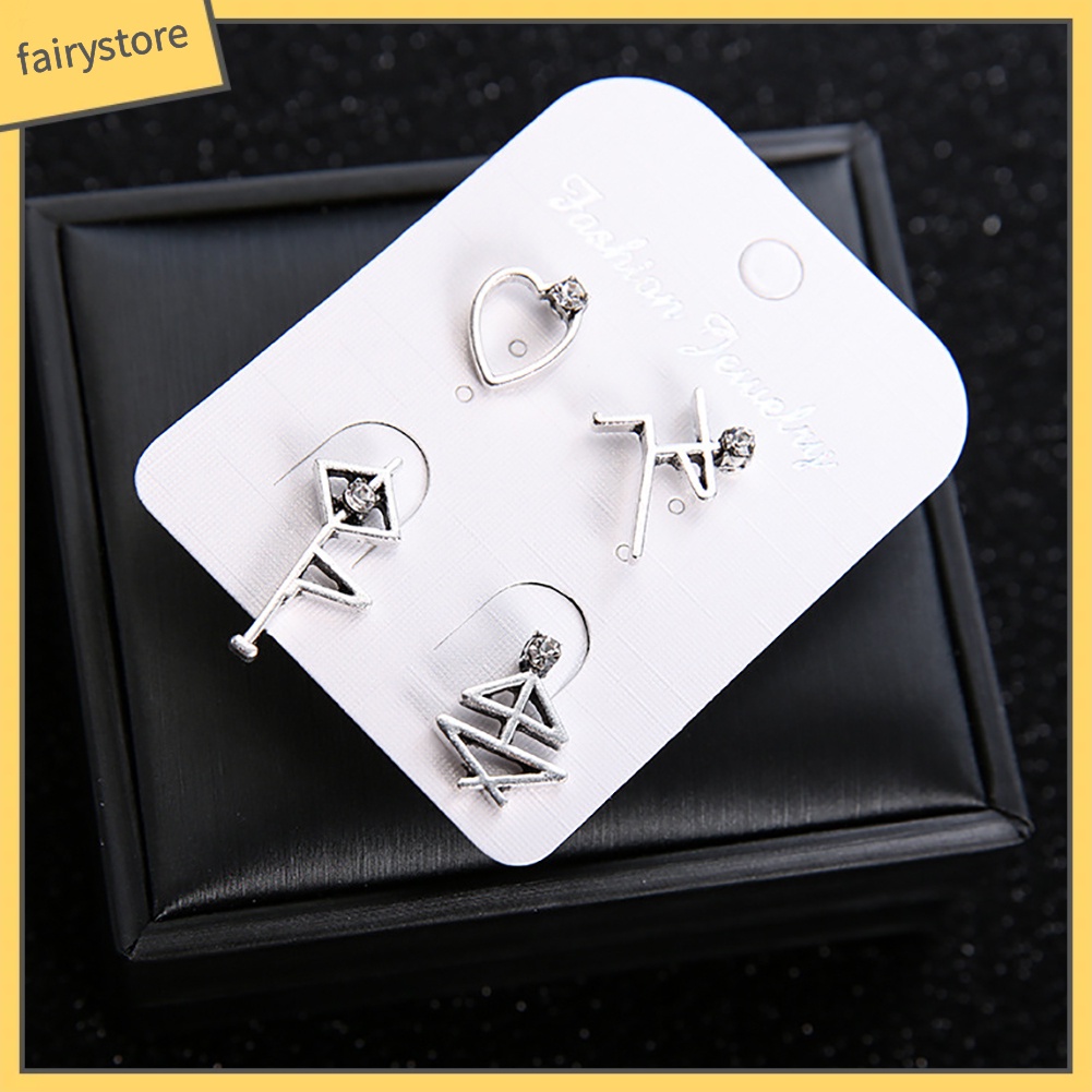 Set 4 Khuyên Tai Mô Hình Người Đính Đá Phong Cách Cổ Điển Dành Cho Nữ