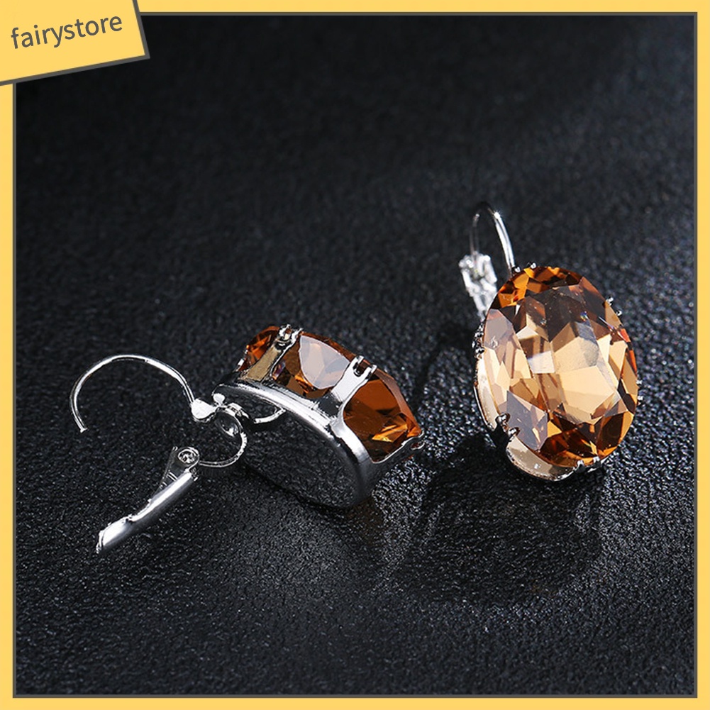 Bông Tai Chuỗi Đính Đá Quý Nhân Tạo Hình Oval Thanh Lịch Cho Nữ