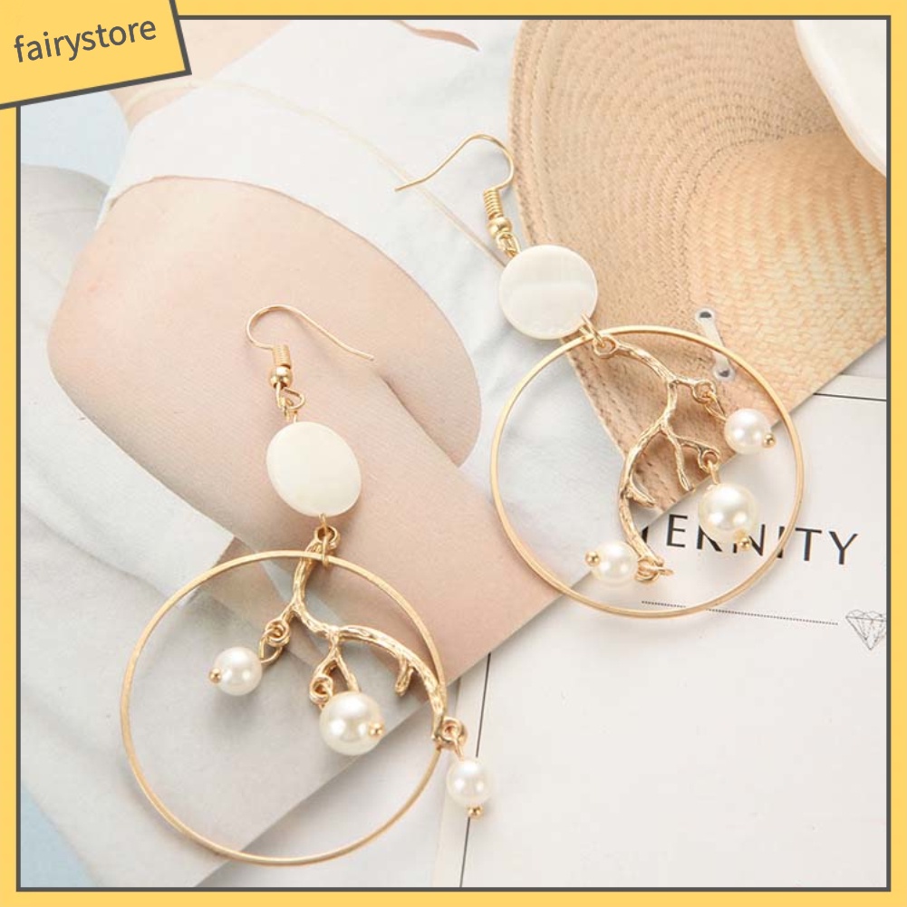 Bông Tai Ngọc Trai Giả Hình Tròn Thời Trang Dành Cho Nữ