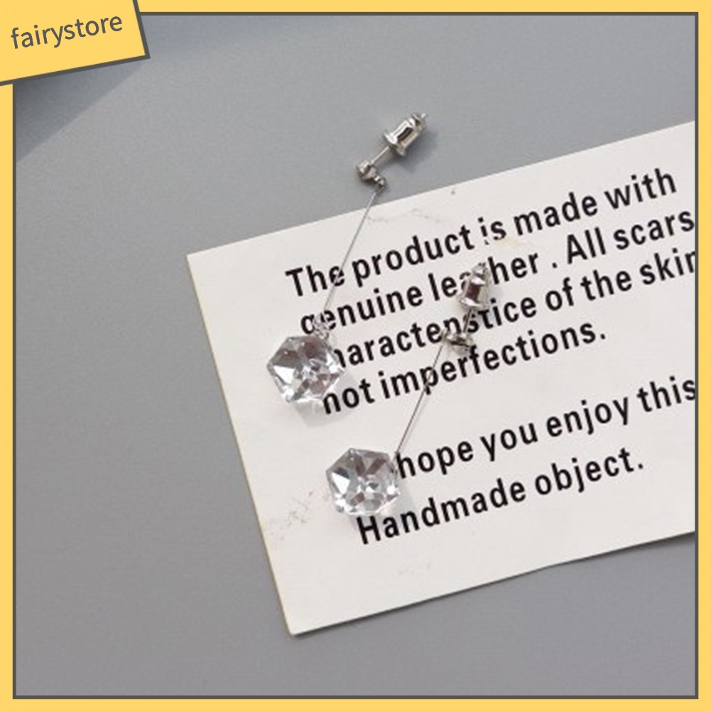 Bông Tai Hình Khối Trong Suốt Đính Đá Thời Trang Dành Cho Nữ