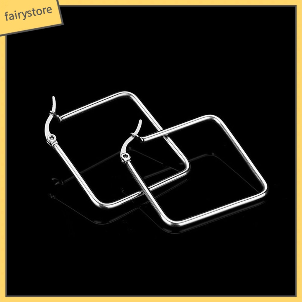 Khuyên Tai Móc Hình Vuông / Tròn Bằng Thép Không Gỉ