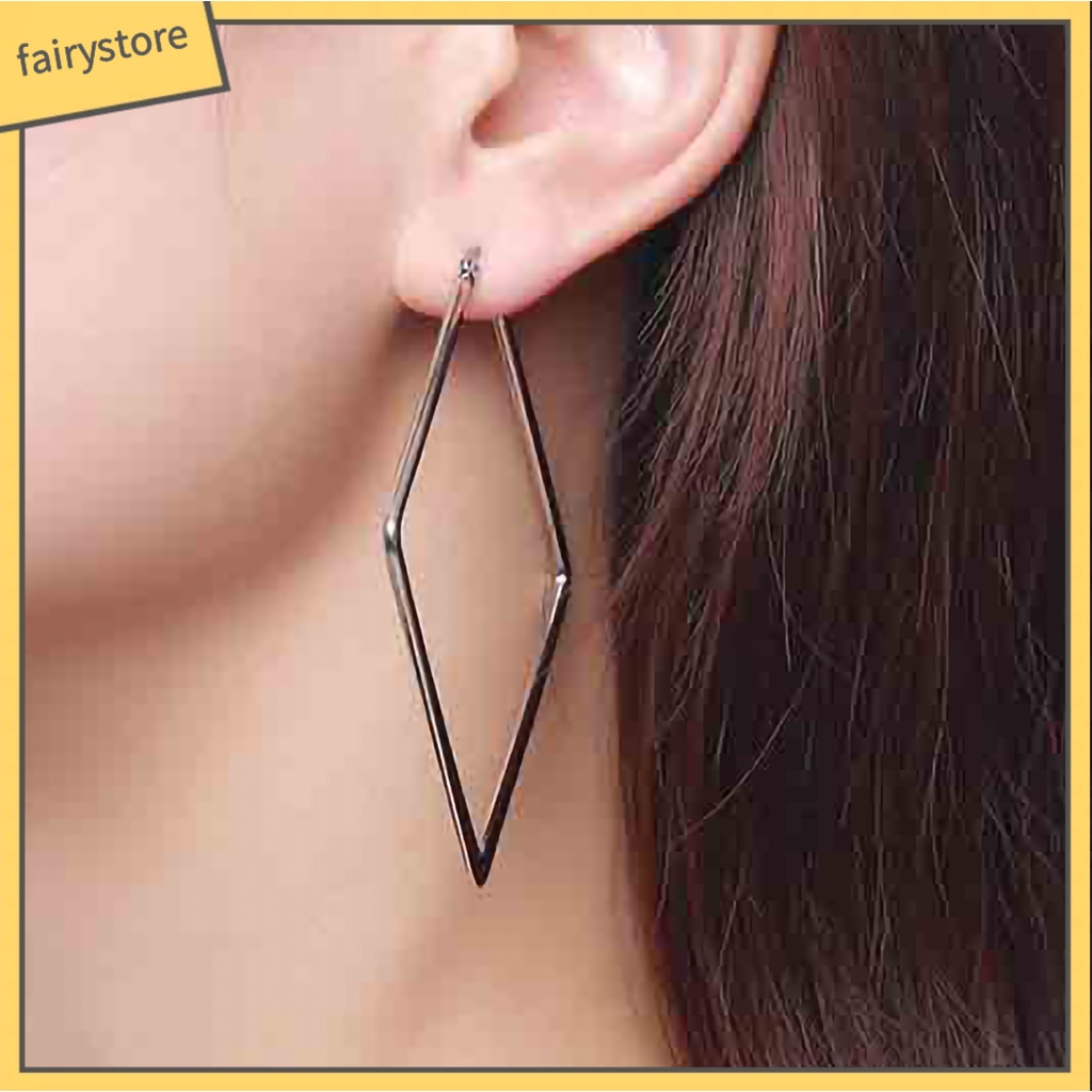 Khuyên Tai Móc Hình Vuông / Tròn Bằng Thép Không Gỉ