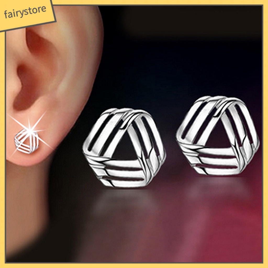 [FRO] Bông Tai Tam Giác Duyên Dáng Bằng Bạc Duyên Dáng Dành Cho Nữ Dự Tiệc