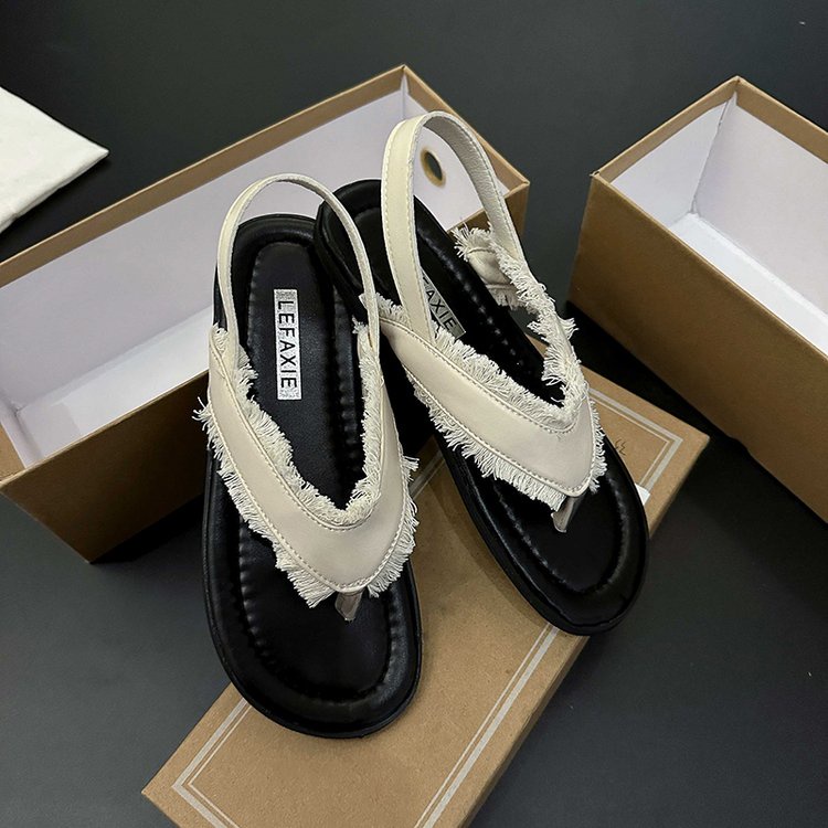 Giày Sandal Da PU Đế Bằng Hở Ngón Phong Cách Roman Thời Trang Mùa Hè Cho Nữ