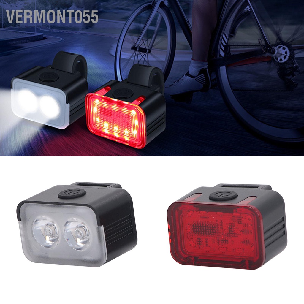 Vermont055 Đèn Xe Đạp Sạc Bộ Chống Nước IPX6 Đi Đêm An Toàn Trước LED Họa Tiết Rằn Ri Nét Ta 016RAR