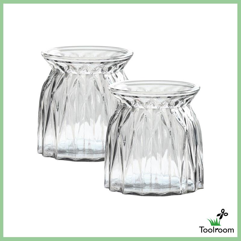 Bộ 2 Bình Hoa Bằng Kính Dùng Trang Trí Trong Nhà Hàng / Văn Phòng