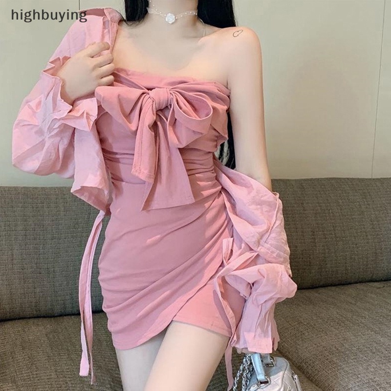 Đầm Hai Dây Dáng Ôm Đính Nơ Thời Trang Hàn Quốc Cho Nữ