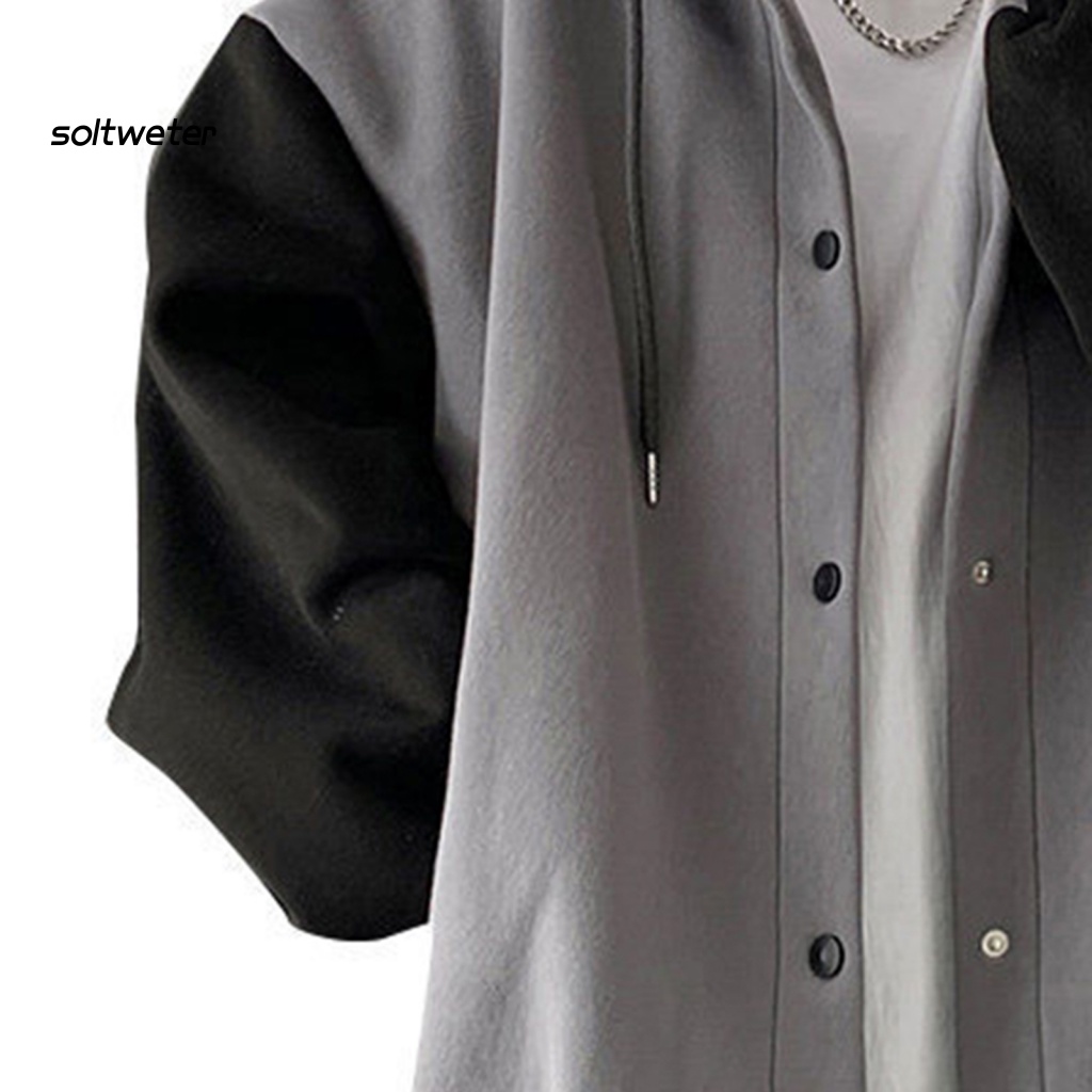 St Áo Khoác Dáng Rộng Tay Dài Chắp Vá Màu Khối Một Hàng Nút Thời Trang Xuân Thu Đường Phố Unisex