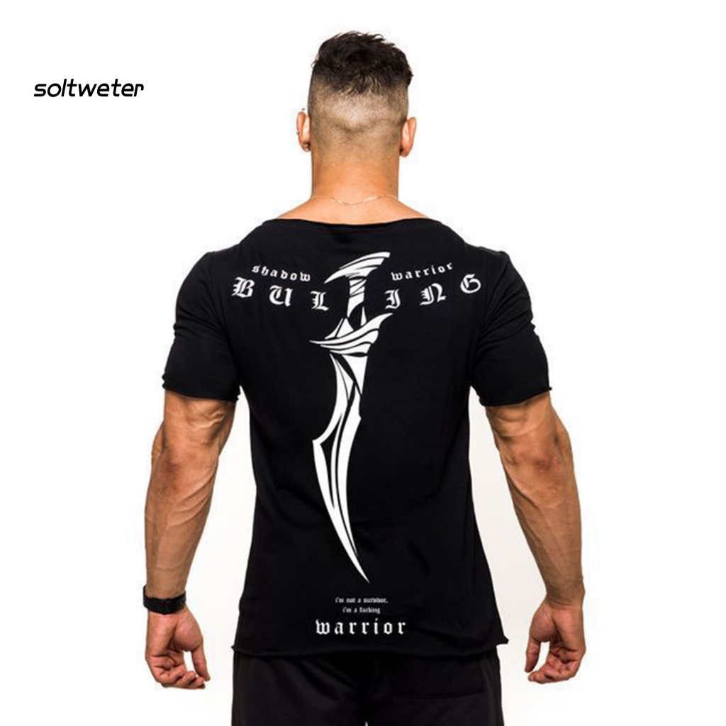 Áo Thun Tay Ngắn Cổ Tròn In Chữ Chất Liệu Co Giãn Nhanh Khô Thời Trang Mùa Hè Cho Nam