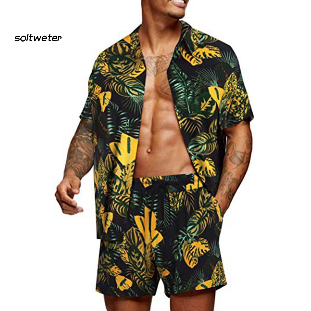 Bộ Đồ 2 Món Áo Sơ Mi Cổ Bẻ In Họa Tiết Hoa Nhiều Màu Sắc Cá Tính Cho Nam