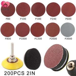 Set 200 đĩa chà nhám 2 inch chống tĩnh điện 80-3000 grit dùng cho cửa hàng giấy nhám dkc6359