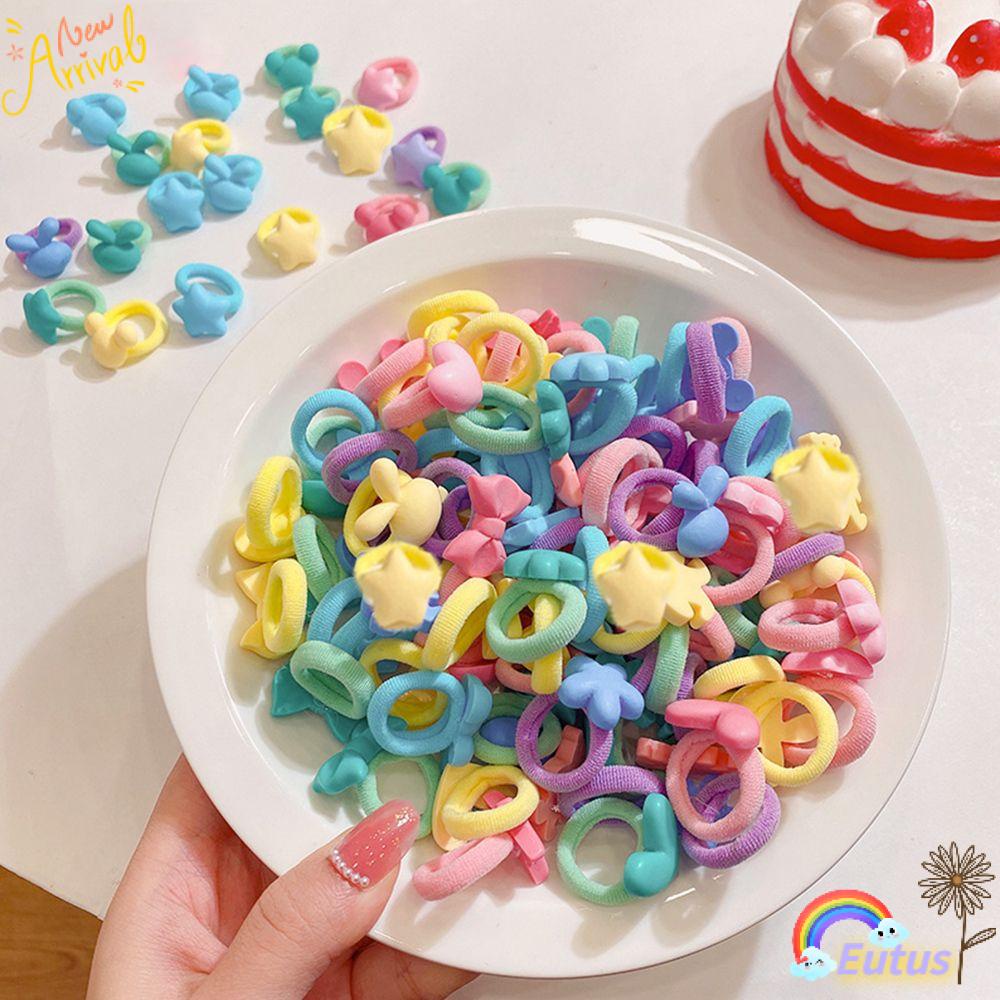 Set 10 Băng Đô Cài Tóc Co Giãn Tốt Màu Sắc Cầu Vồng Xinh Xắn Cho Bé Gái