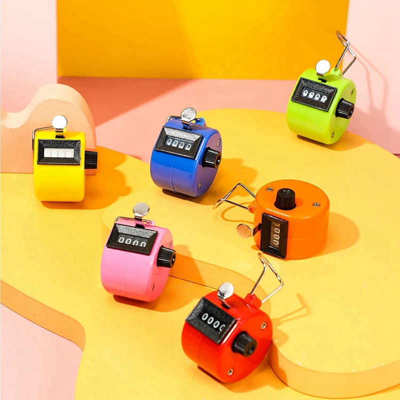 Set 6 Dụng Cụ Đếm Cầm Tay 4 Chữ Số Nhiều Màu Sắc Kèm Nhẫn Kim Loại