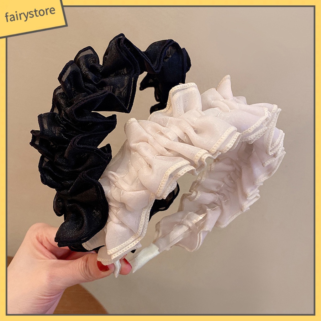 Băng Đô Vải Bản Rộng Viền Mềm Trang Trí Thắt Nơ Xinh Xắn Cho Nữ