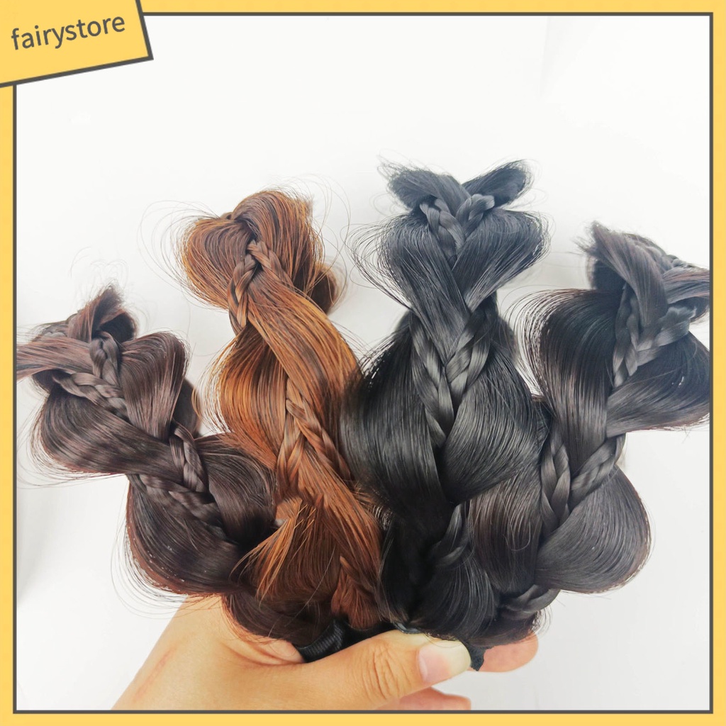 Băng Đô Tóc Giả Thắt Bím Chống Trượt Màu Sắc Tự Nhiên