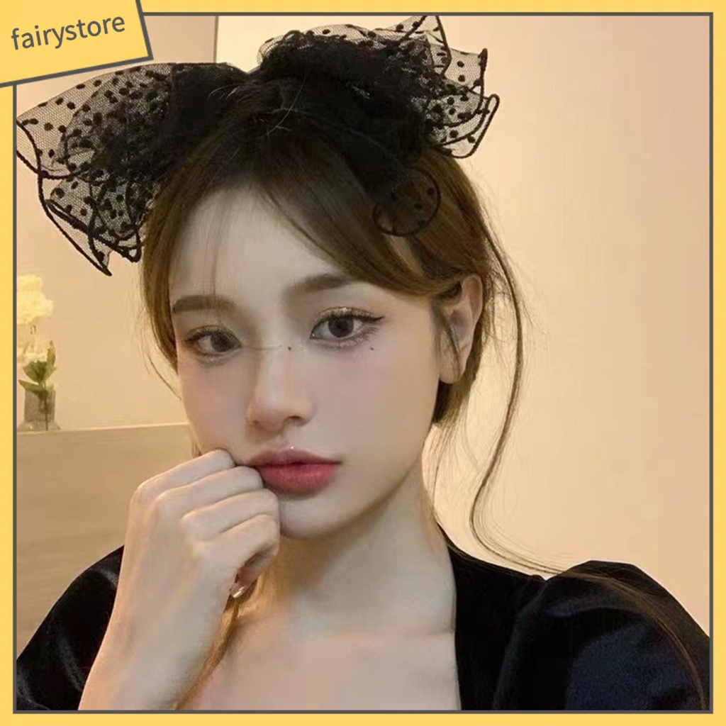 Kẹp Tóc Nơ Chấm Bi Co Giãn Tốt Phong Cách Hàn Quốc Cho Nữ