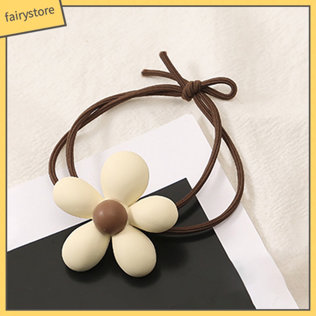 Dây Cột Tóc Co Giãn Mặt Nhám Đính Hoa Hoạt Hình Dễ Thương
