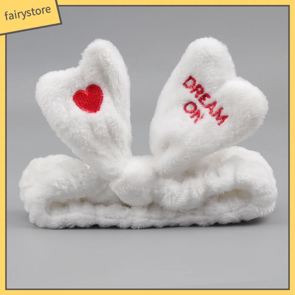 Băng Đô Cài Tóc Co Giãn Thêu Chữ / Trái Tim Thoải Mái Khi Rửa Mặt Cho Nữ