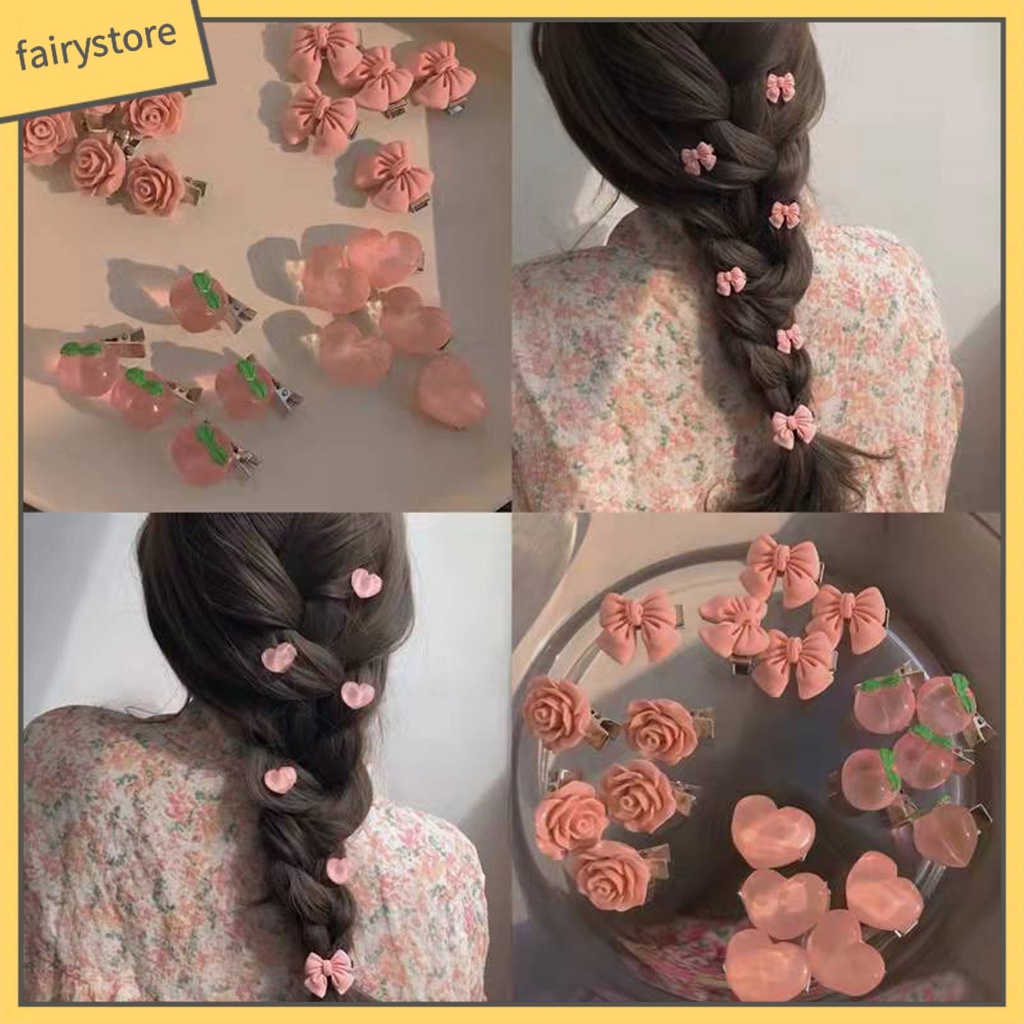 Kẹp Tóc Hình Trái Tim / Hoa Hồng / Nơ / Bướm Dễ Thương Chống Trượt Thời Trang Mùa Hè Cho Nữ
