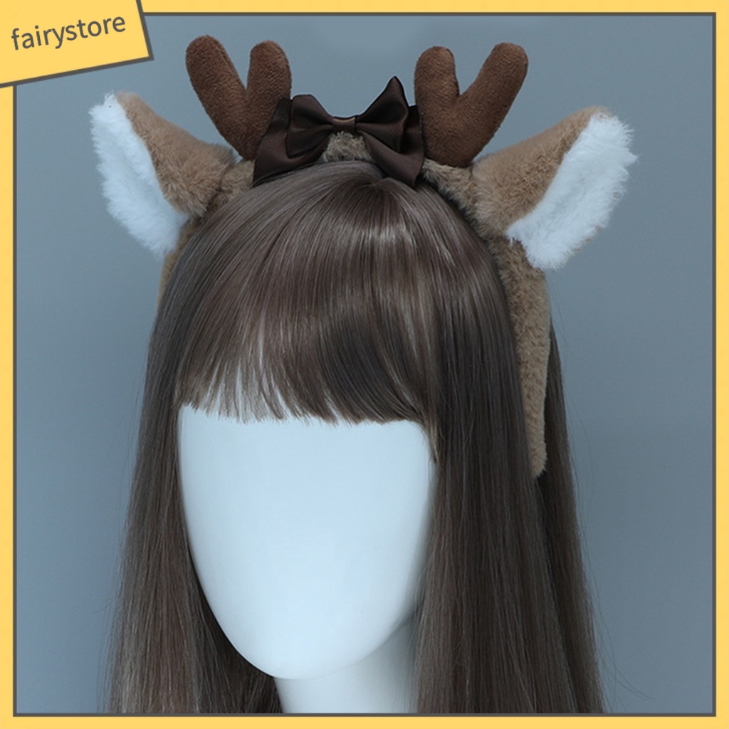 [FRO] Băng Đô Cài Tóc Tai Hươu Bông Ruy Băng Tích Hợp Giá Đỡ Hình Tai Động Vật Hóa Trang Tiệc Halloween / Giá