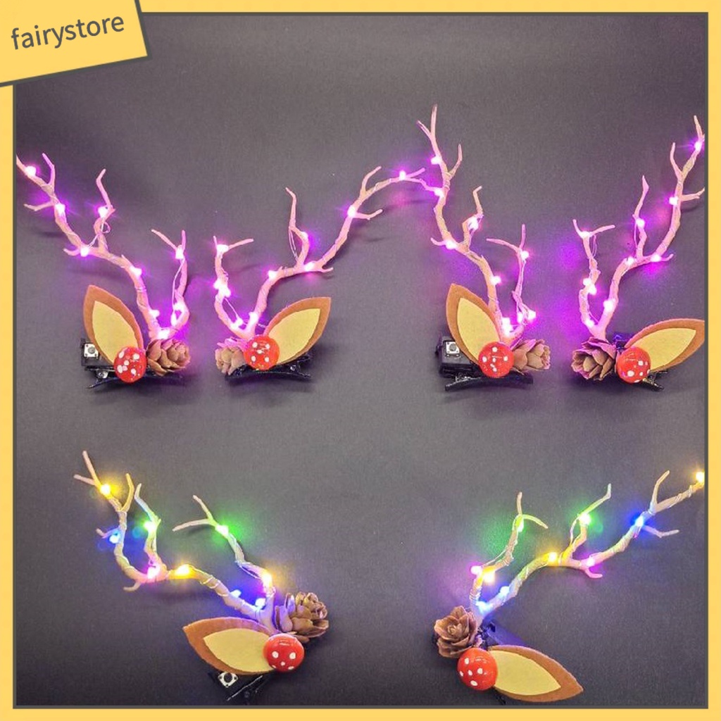 1 Cặp Kẹp Tóc Hình Nhánh Cây Thông Giáng Sinh Phát Sáng Độc Đáo