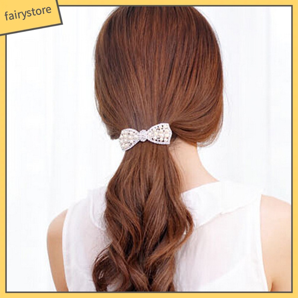 Kẹp Tóc Hình Nơ Đính Đá Thời Trang Dành Cho Nữ