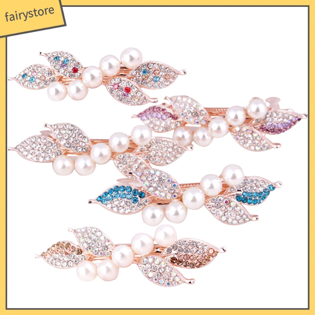 Kẹp Tóc Hình Nơ Đính Ngọc Trai Giả Thanh Lịch Cho Nữ