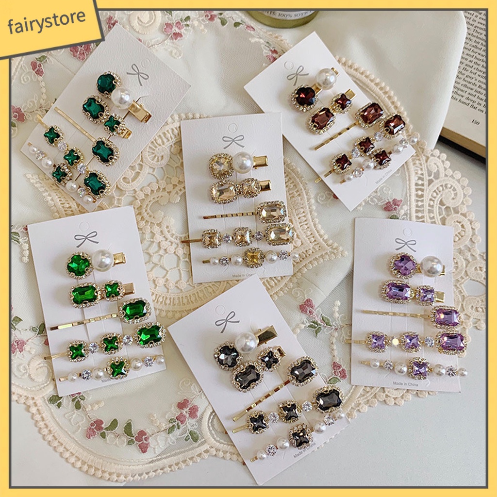 Set 5 Kẹp Tóc Đính Ngọc Trai Giả Lấp Lánh Thanh Lịch Dành Cho Nữ