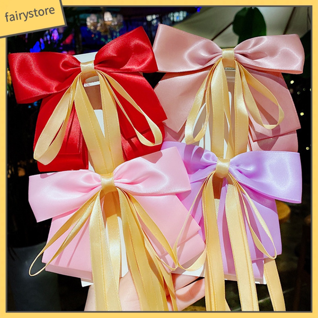 Kẹp Tóc Nơ Ruy Băng Dài Co Giãn Ngọt Ngào Cho Nữ