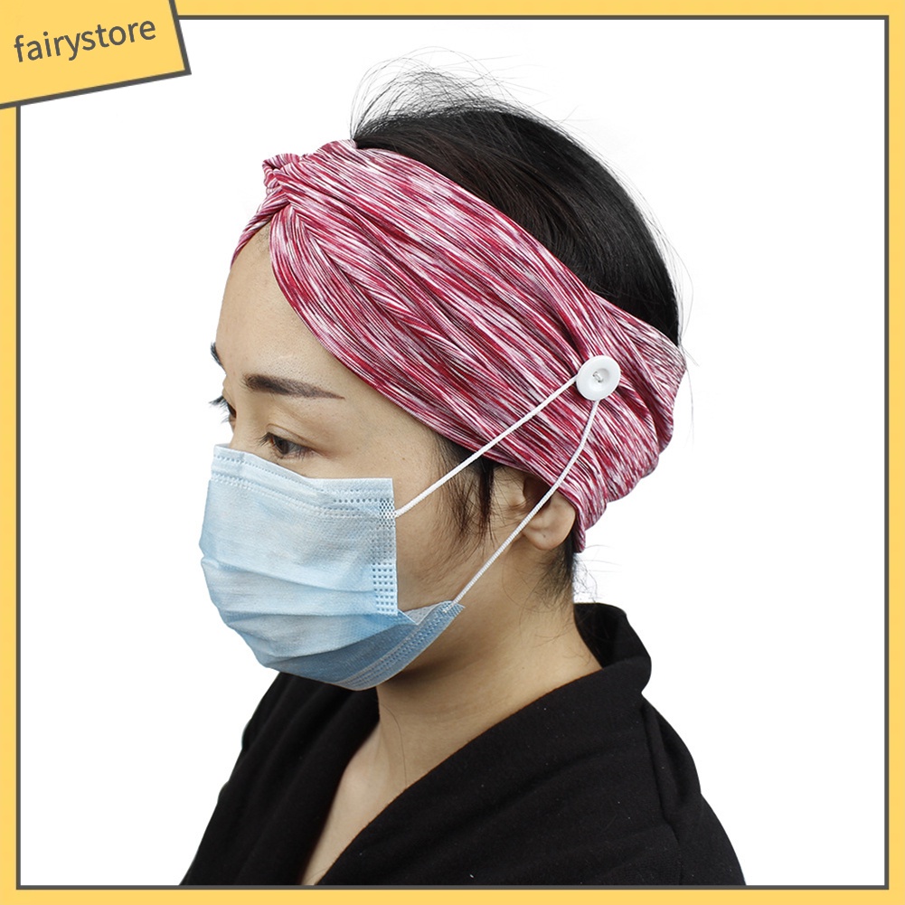 Set 2 Băng Đô Cài Tóc Thể Thao Bảo Vệ Tai Phối Nút Chéo Cho Nữ