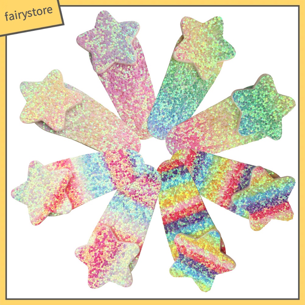 Set 4 Kẹp Tóc Hình Ngôi Sao / Giọt Nước Lấp Lánh Cho Bé Gái