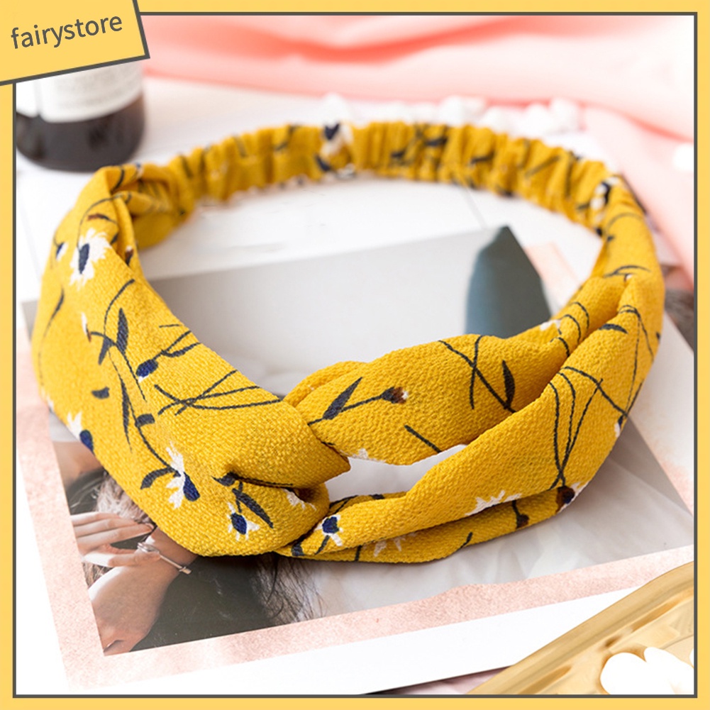 Băng Đô Thắt Nút Co Giãn In Họa Tiết Hoa Xinh Xắn Thời Trang Cho Nữ